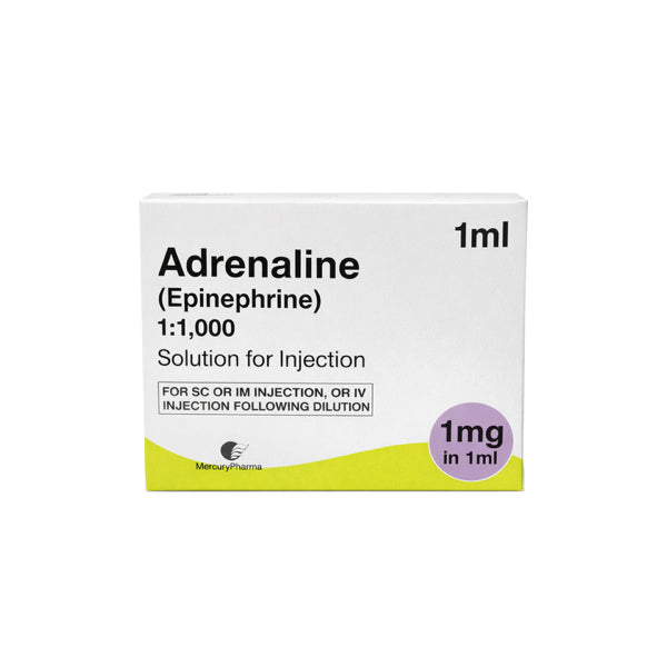 Adrenaline 1mg/ 1ml 1:1000 Amps x 10 (POM)